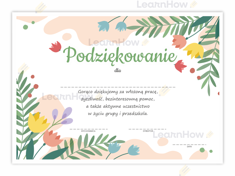 Dyplom Podziękowanie - BUKIET | LearnHow.pl