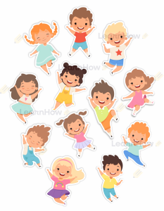 OZDOBY OKIENNE SZKOŁA  - ZESTAW WESOŁE DZIECI (12 szt., dwustronne)