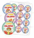 NAKLEJKI DZIEŃ CHŁOPAKA - SUPER CHŁOPAK (24 sztuk, 60mm) 