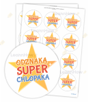NAKLEJKI DZIEŃ CHŁOPAKA - ODZNAKA SUPER CHŁOPAKA (24 sztuk, 60mm)