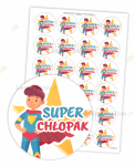 NAKLEJKI DZIEŃ CHŁOPAKA - SUPER CHŁOPAK 03 (24 sztuk, 40 mm) 