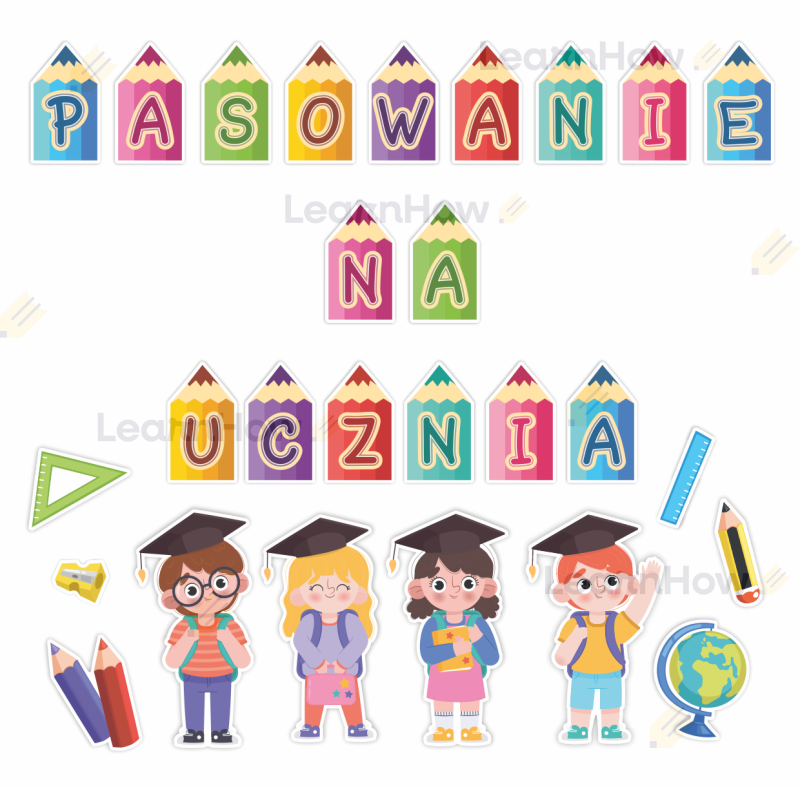 Pasowanie na ucznia - kredki - dekoracja dwustronna - napis dekoracyjny.png