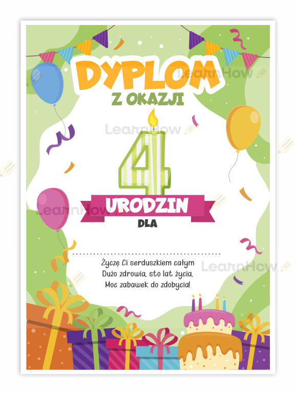 Dyplom urodzinowy A5 z okazji ukończenia czwartych urodzin, mały dyplom.png