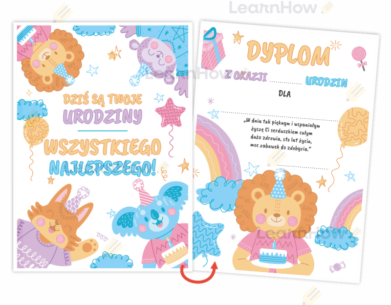 Dyplom urodzinowy dwustronny A5 Dziś są twoje urodziny.png