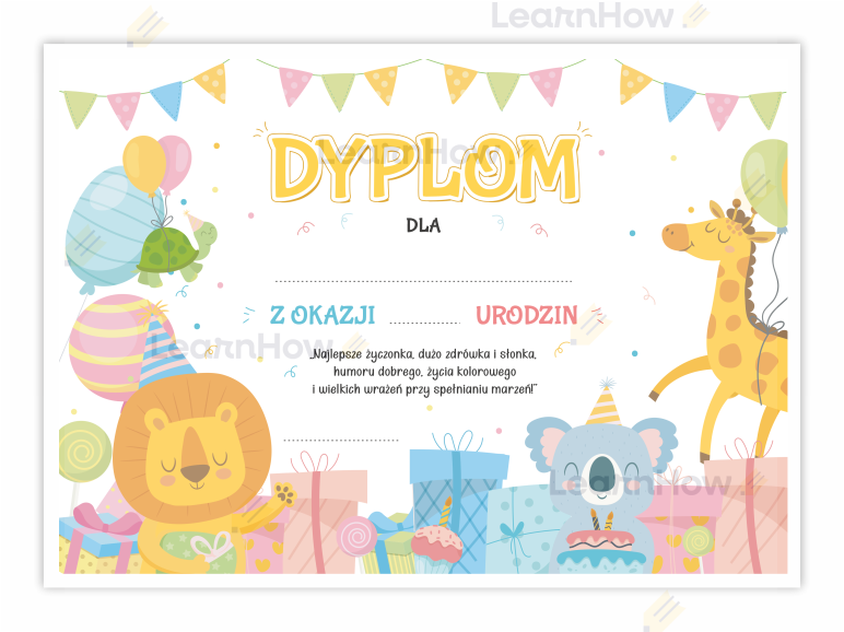 Dyplom urodzinowy, urodziny w przedszkolu, żłobku, szkole dyplom z okazji urodzin.png
