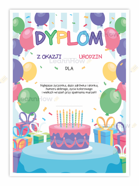 Dyplom urodzinowy, urodziny w przedszkolu, żłobku, szkole dyplom z okazji urodzin a4.png
