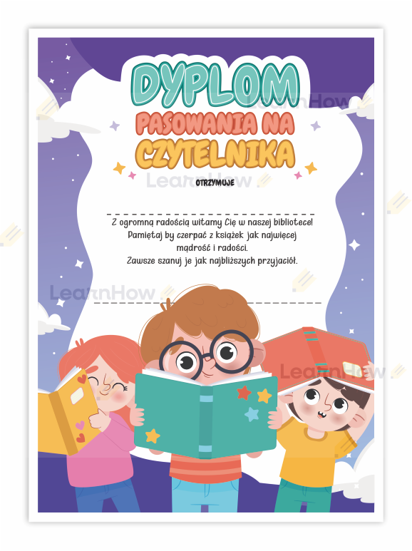 Dyplom pasowania na czytelnika - dzieci czytają - pasowanie w bibliotece.png