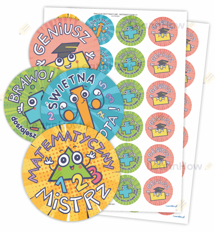 Naklejki motywacyjne matematyczne - mistz matematyczny, świetnie liczysz.png
