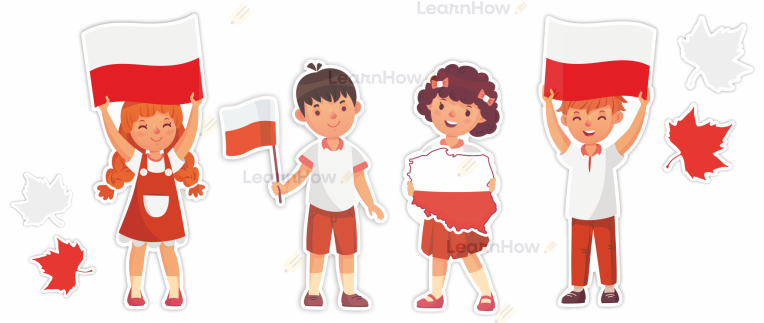 Dekoracja 11 listopada, 3 maja, Patriotyczna dekoracja - dzieci z flagą, dekoracja Polska.png