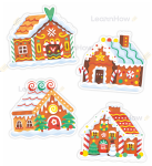 OZDOBY OKIENNE ŚWIĄTECZNE - PIERNIKOWE DOMKI  (dwustronne)