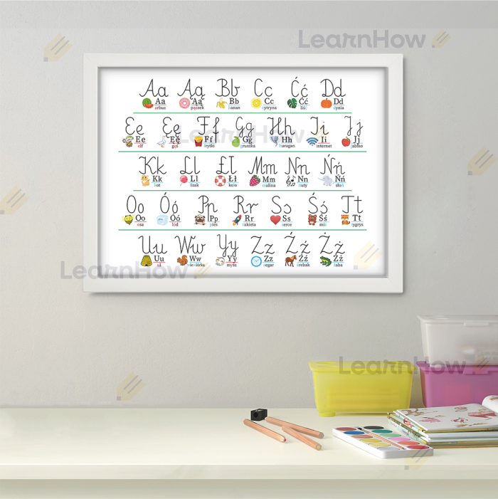 Plakata Alfabet - Plakat edukacyjny dla dzieci w ramce - biały.png
