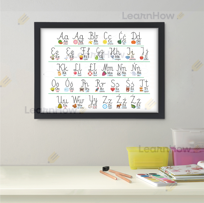 Plakata Alfabet - Plakat edukacyjny dla dzieci w ramce - czarna ramka.png