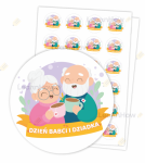 NAKLEJKI DZIEŃ BABCI I DZIADKA - BABCIA I DZIADEK (48 sztuk, 40mm) 