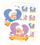 NAKLEJKI DZIEŃ BABCI I DZIADKA - NAJLEPSZA BABCIA, DZIADEK NA ŚWIECIE (12 sztuk, 60mm)