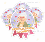 MEDAL PAPIEROWY - NAJLEPSZA BABCIA NA ŚWIECIE (4 sztuki)