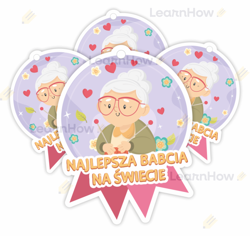 Najlepsza babcia na świecie - medal papierowy - odznaka najlepszej babci, dzień babci.png