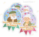 MEDAL PAPIEROWY - NAJLEPSZA BABCIA, DZIADEK NA ŚWIECIE (4 sztuki)