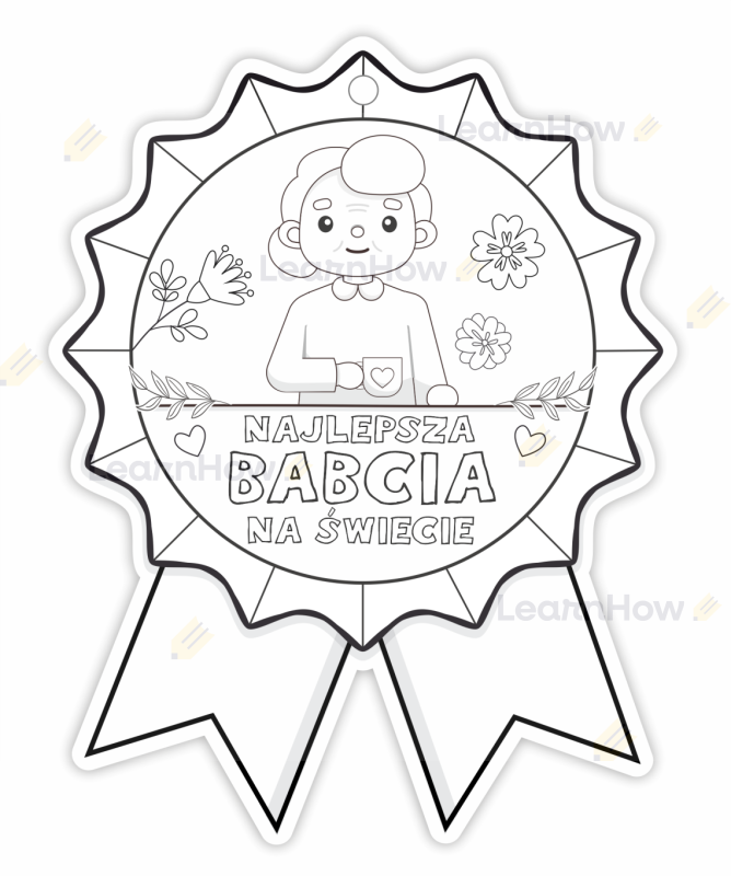 Najlepsza babcia na świecie - medal do kolorowania, kolorowanka dla babci.png