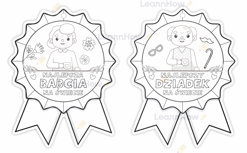 NAJLEPSZA BABCIA, NAJLEPSZY DZIADEK - MEDAL PAPIEROWY DO KOLOROWANIA.png