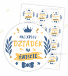 NAKLEJKI DZIEŃ DZIADKA - NAJLEPSZY DZIADEK NAPIS (12 sztuk, 60mm) 