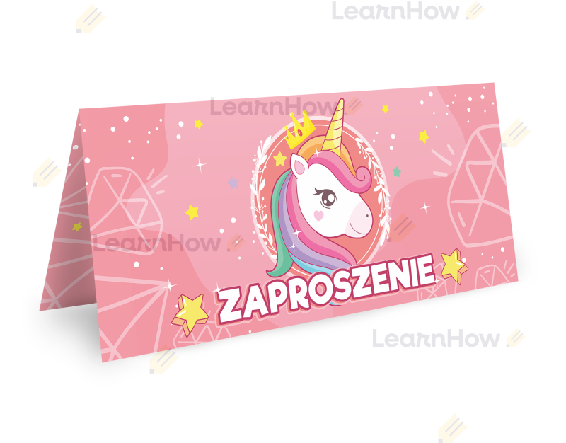 Rózowe Zaproszenie na urodziny dla dzieci, dla dziewczynek, jednorożce zaproszenia urodzinowe.png