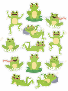 OZDOBY OKIENNE WIOSNA - DUŻY ZESTAW ŻABKI (dwustronne) 