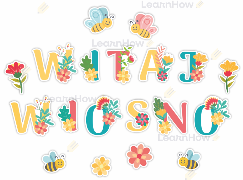 Dekoracja wiosenna - napis Witaj wiosno - przywitanie wiosny ozdoby.png