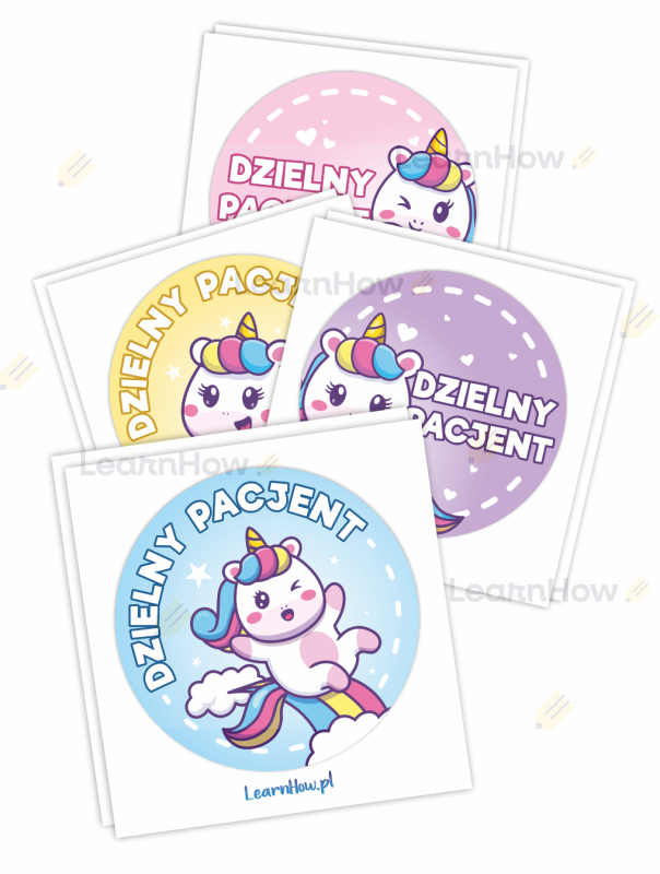 Naklejki małe jednorożce - naklejki dzielny pacjent - zestaw naklejek dzielnego pacjenta jednorożec.png