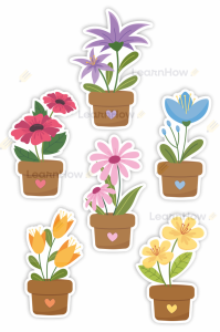 OZDOBY OKIENNE WIOSNA -  KWIATKI W DONICZCE 01 (dwustronne) 