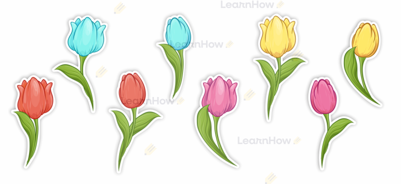 Dekoracyjne tulipany, dekoracja tulipanki - ozdoby na okno do przedszkola, szkoły, żłobka, wiosna.png