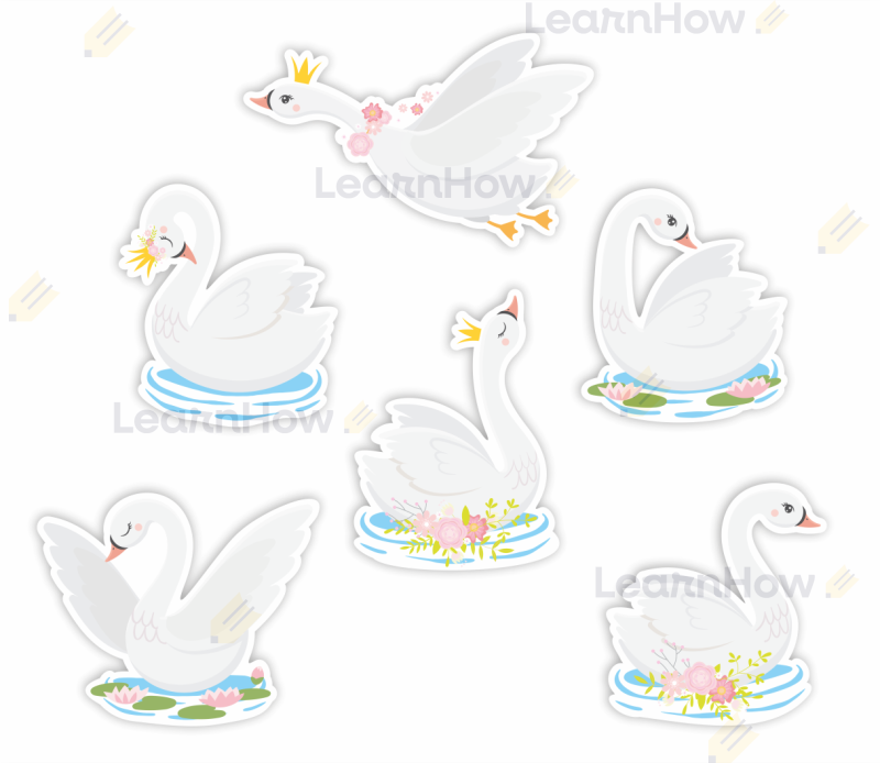 Ozdoba łabędzie - dekoracja łabędzie - łabądki, dekoracja wiosenna na okno dwustronna, zestaw łabędzi.png