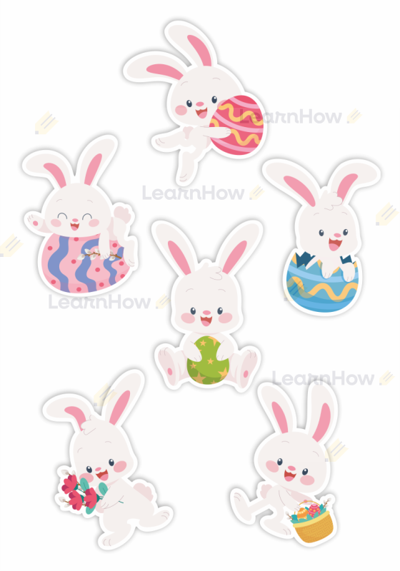 Dekoracja Wielkanocna - Wielkanocne zajączki dwustronne - Wielkanoc - zające.png