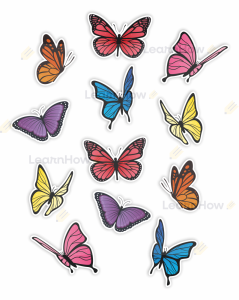 DEKORACJA WIOSENNA -  MOTYLE 02 - DUŻY ZESTAW (dwustronne) 