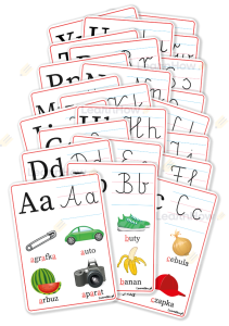PLANSZE EDUKACYJNE - ALFABET DUŻY A4 (zestaw 23 kart)