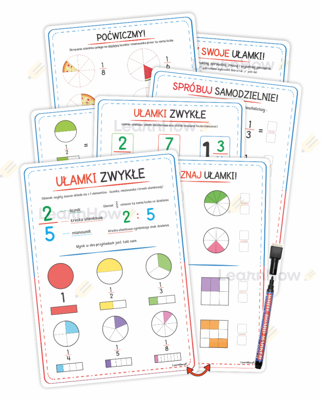 Karty Pracy - Ułamki zwykłe - plansze edukacyjne - matematyka - nauka matematyki dla dzieci.png
