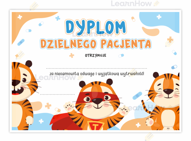 Dyplom dzielnego pacjenta tygrys - dyplom dla dzielnego pacjenta mały.png