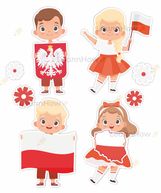 Dekoracja dwustronna - dzieci patriotyczne - dzieci z flagą - dekoracja duża.png