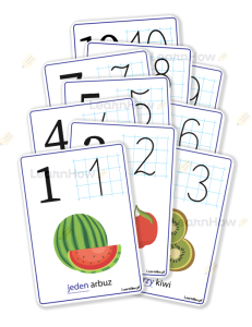 PLANSZE EDUKACYJNE - CYFRY 1-10 MAŁE A5 (zestaw 10 kart)