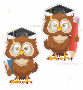 DUŻE OZDOBY OKIENNE - DUŻE SOWY W BIRETACH (~A3, dwustronne) 