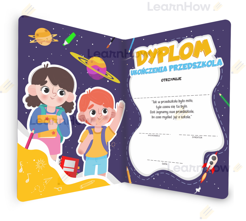 Ukończenie przedszkola dyplom składany kosmos.png