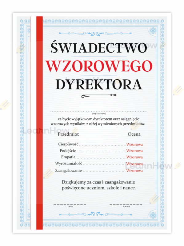 Świadectwo wzorowego dyrektora - Świadectwo z czerwonym paskiem dla wzorowego dyrektora.png