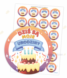 NAKLEJKI URODZINOWE - DZIŚ SĄ MOJE URODZINY 01 (24 szt., 40mm) 