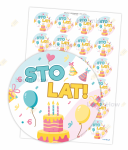 NAKLEJKI URODZINOWE - STO LAT! 01 (24 szt., 40mm) 