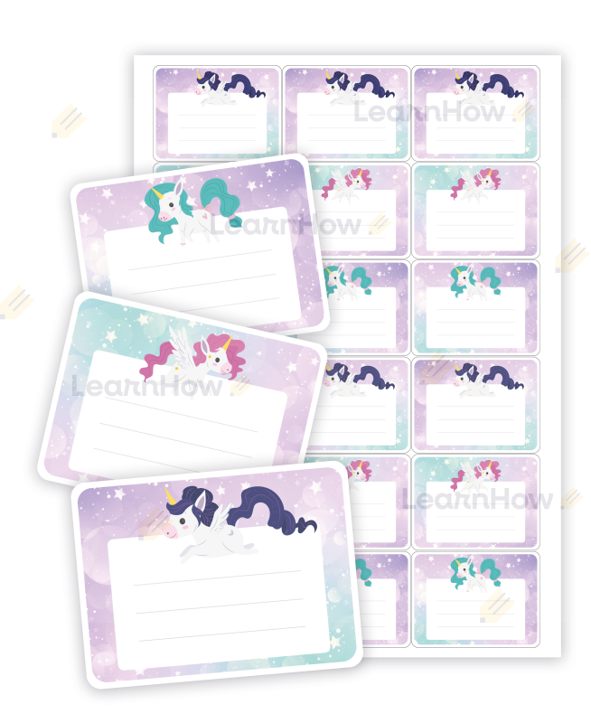 Naklejki na zeszyt i książki dla dzieci - naklejki dla dziewczynek - jednorożce.png