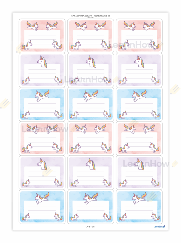 Naklejki jednorożce - naklejki na zeszyt z jednorożcami.png