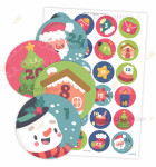 NAKLEJKI ADWENTOWE - ADWENT (24 sztuk, 40mm)