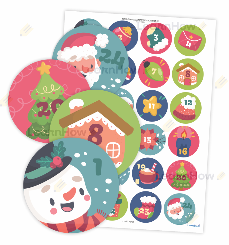 Naklejki adwentowe - naklejki na kalendarz adwentowy 40 mm - święta.png