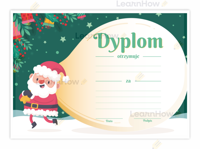 Dyplom świąteczny z mikołajem uniwersalny dla dzieci konkurs świąteczny.png