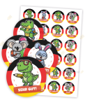 NAKLEJKI MOTYWACYJNE  - NIEMIECKIE ZWIERZĄTKA 02 (48 sztuk, 40mm)
