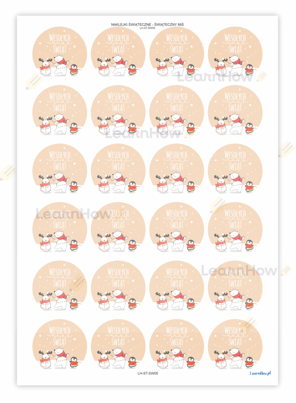 naklejki wesołych świąt świąteczne zwierzątka bałwanek miś pingwinek.png